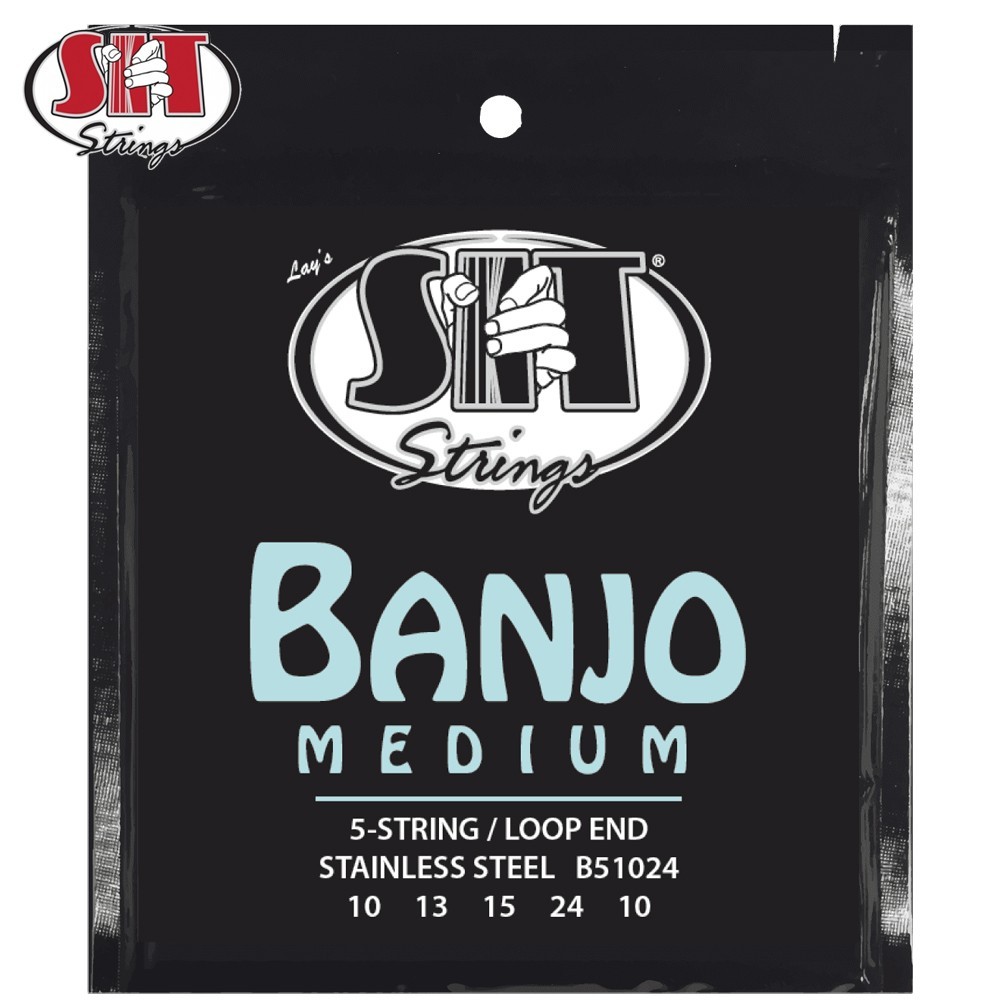 SIT B51024 Medium Loop End Stainless Steel 5-String Banjo Strings 10-10