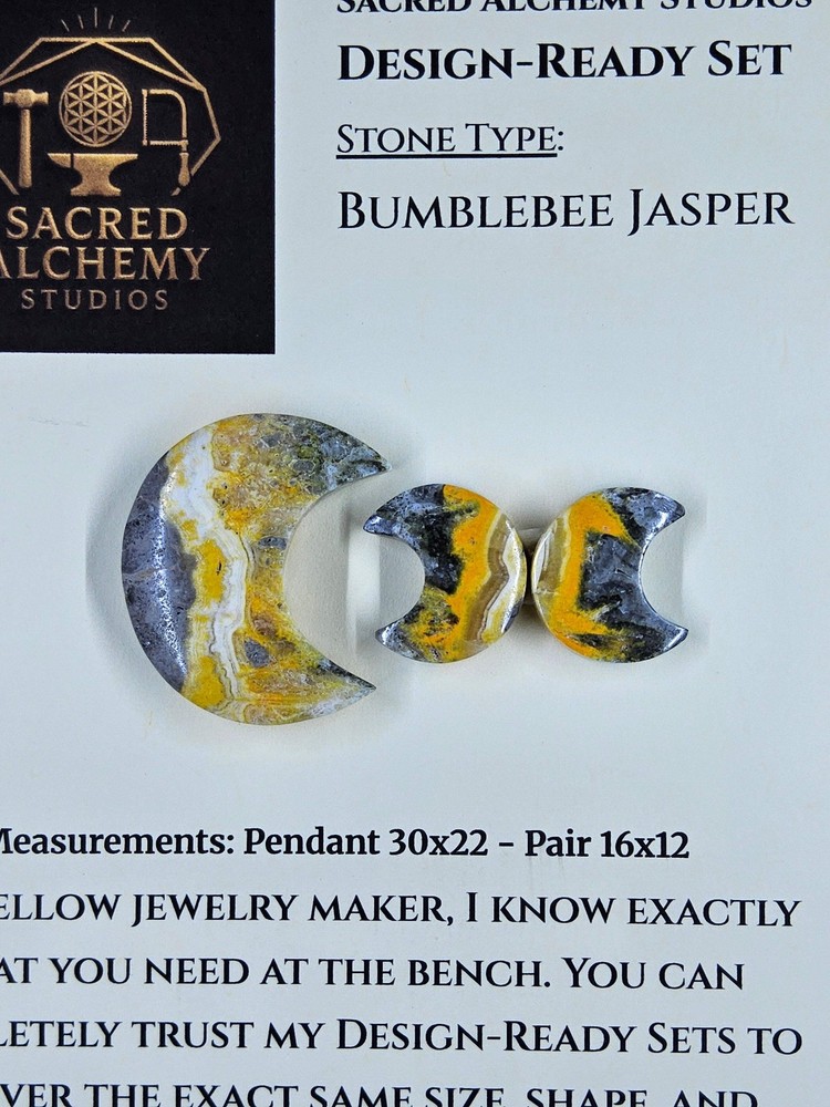 Crescent Moon - Bumblebee Jasper - Design-Ready Set