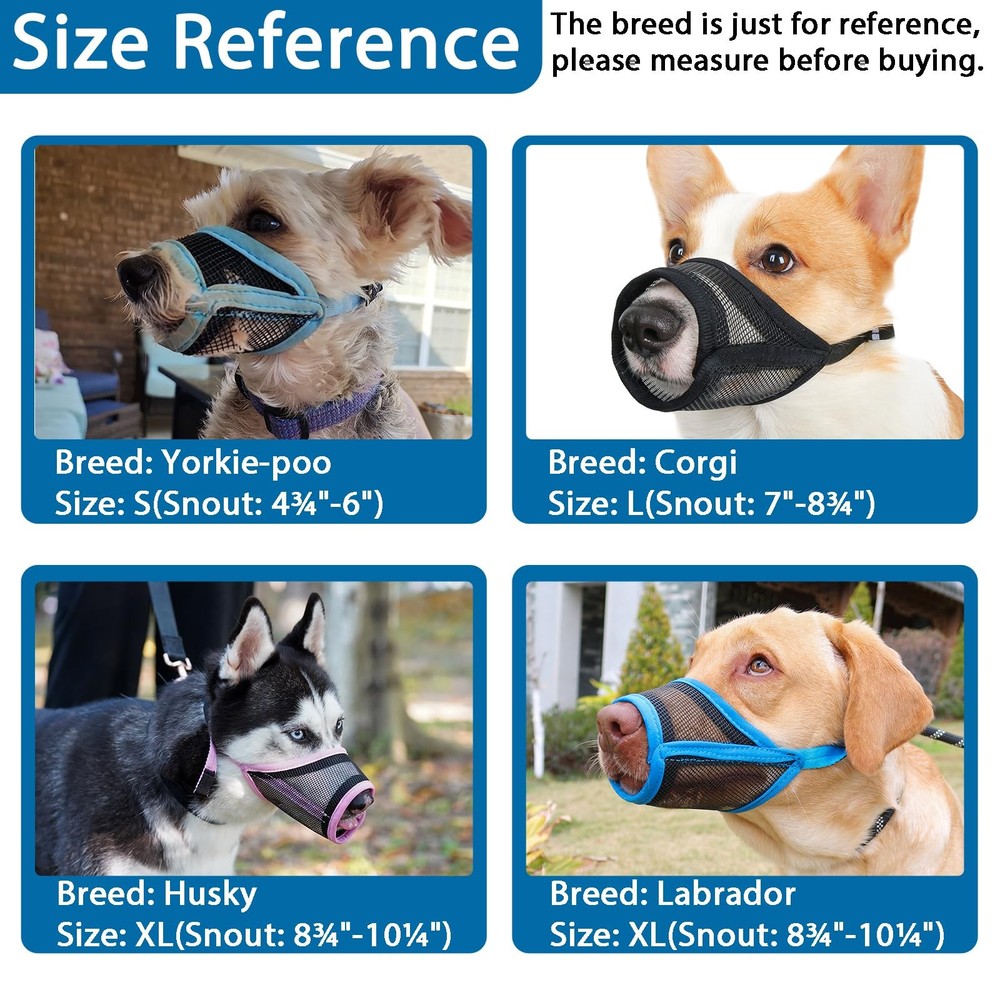 Dog Muzzle, Mesh Muzzle for Large Medium Dogs, Soft Mouth Cover to Prevent Bi...