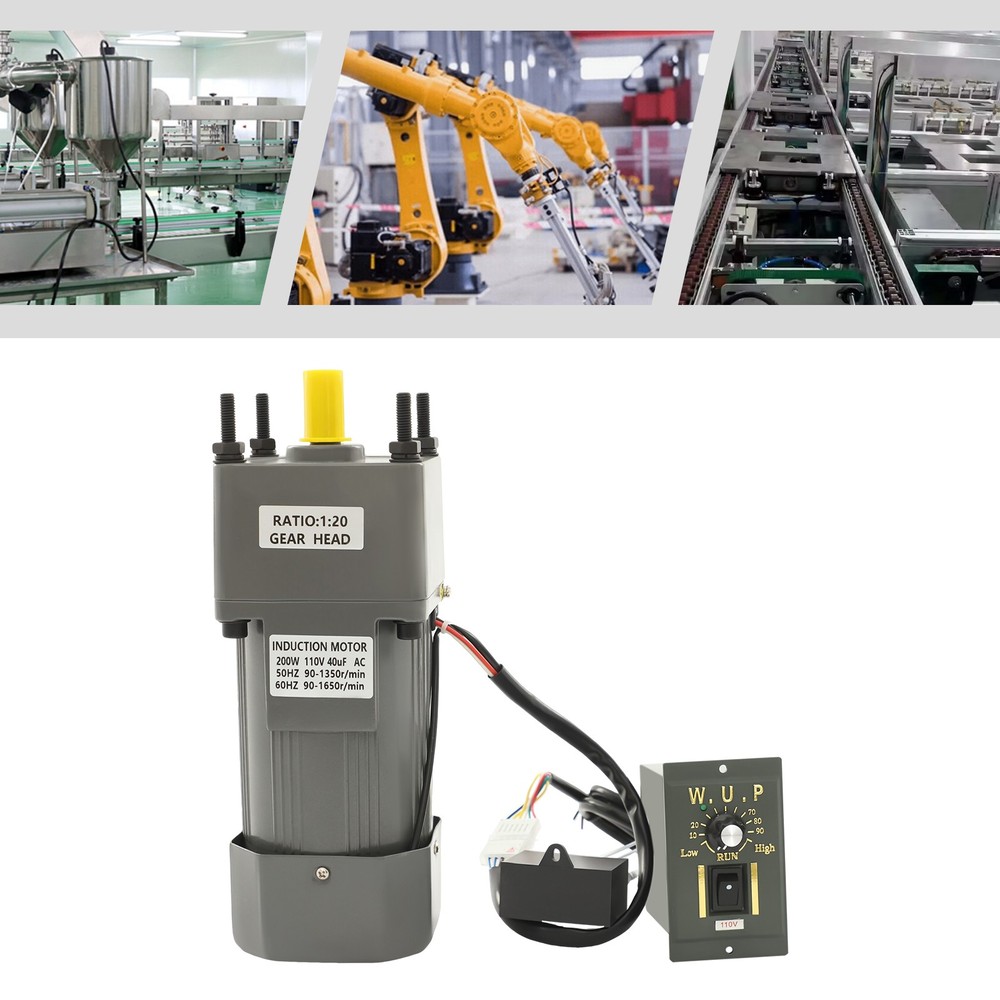 200W AC Gear Motor With Speed Controller Electric Variable Single-Phase 20K 110V