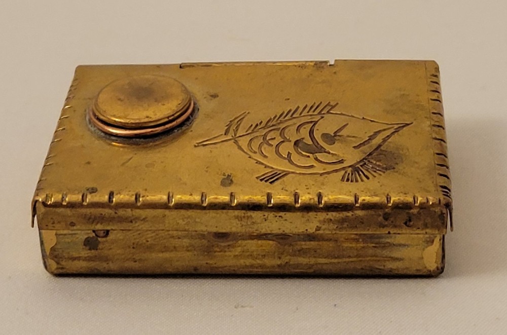 Vintage Brass Decorative Matchbox Holder