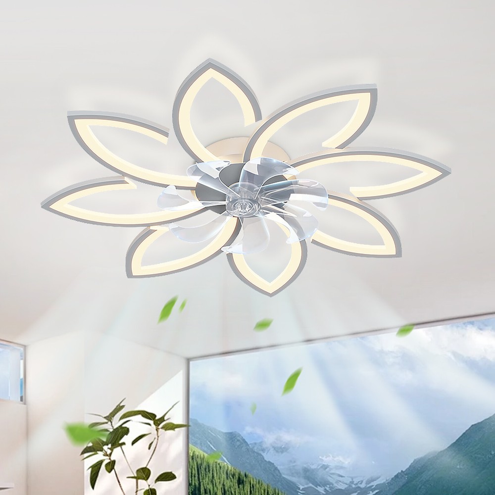 35.4" Low Profile Ceiling Fan with Light,LED Ceiling Fan with Light App & Remote