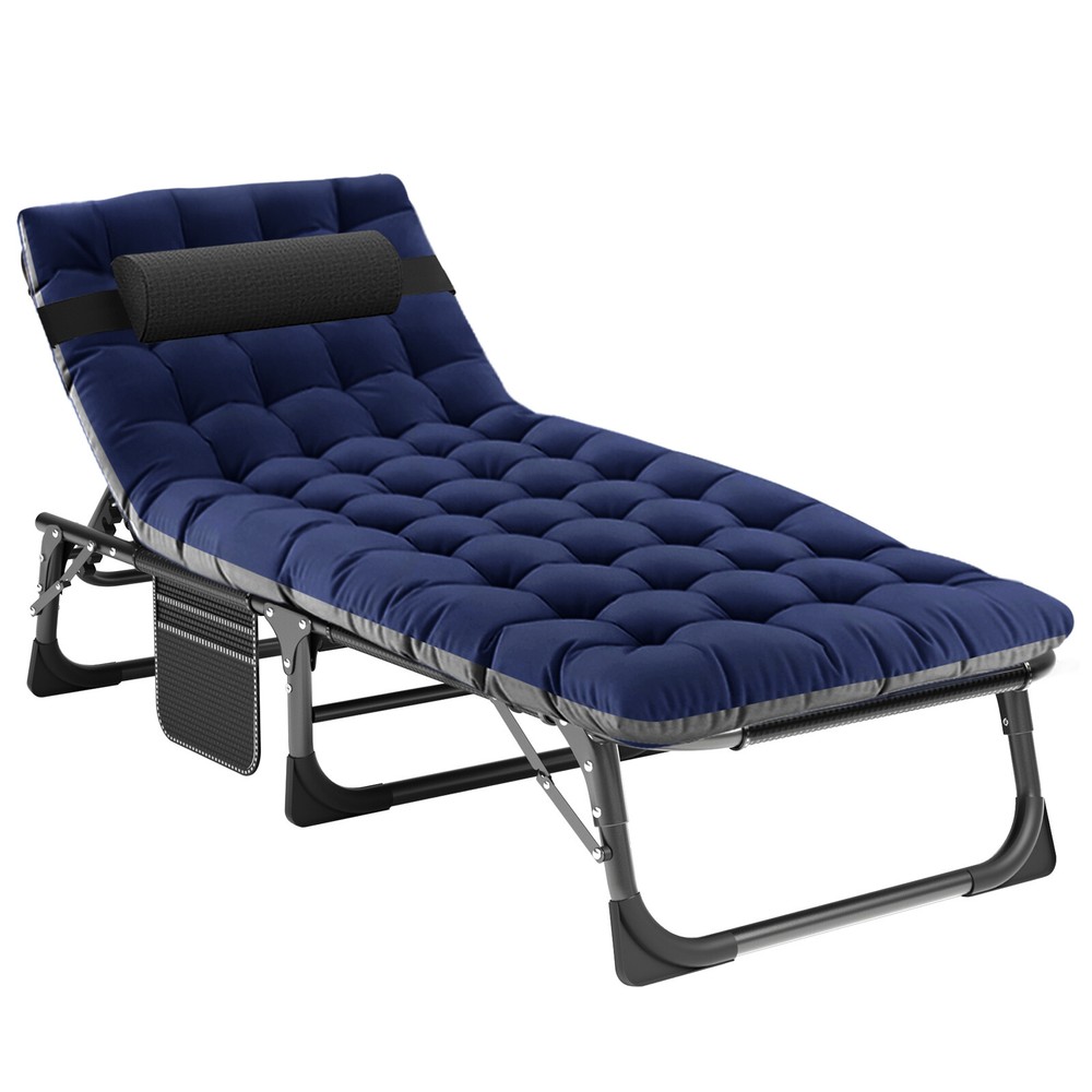 NAIZEA Folding Cot Adjustable 4-Position Reclining Folding Chaise With Mattress