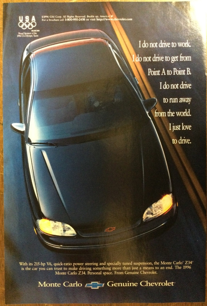 Misc 5477 Advertisement 1996 Chevrolet Monte Carlo August 1996