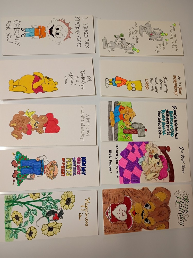 hand colored greeting cards