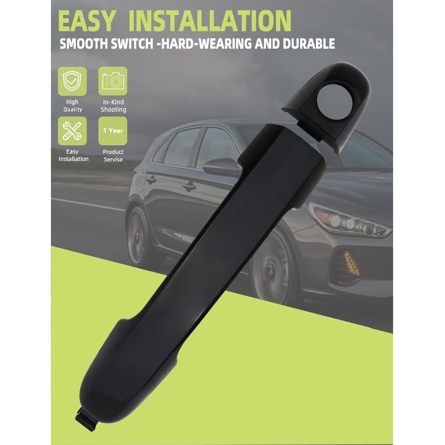 Exterior Door Handle Black Front Left Driver Side Compatible with 2007 2008 2009