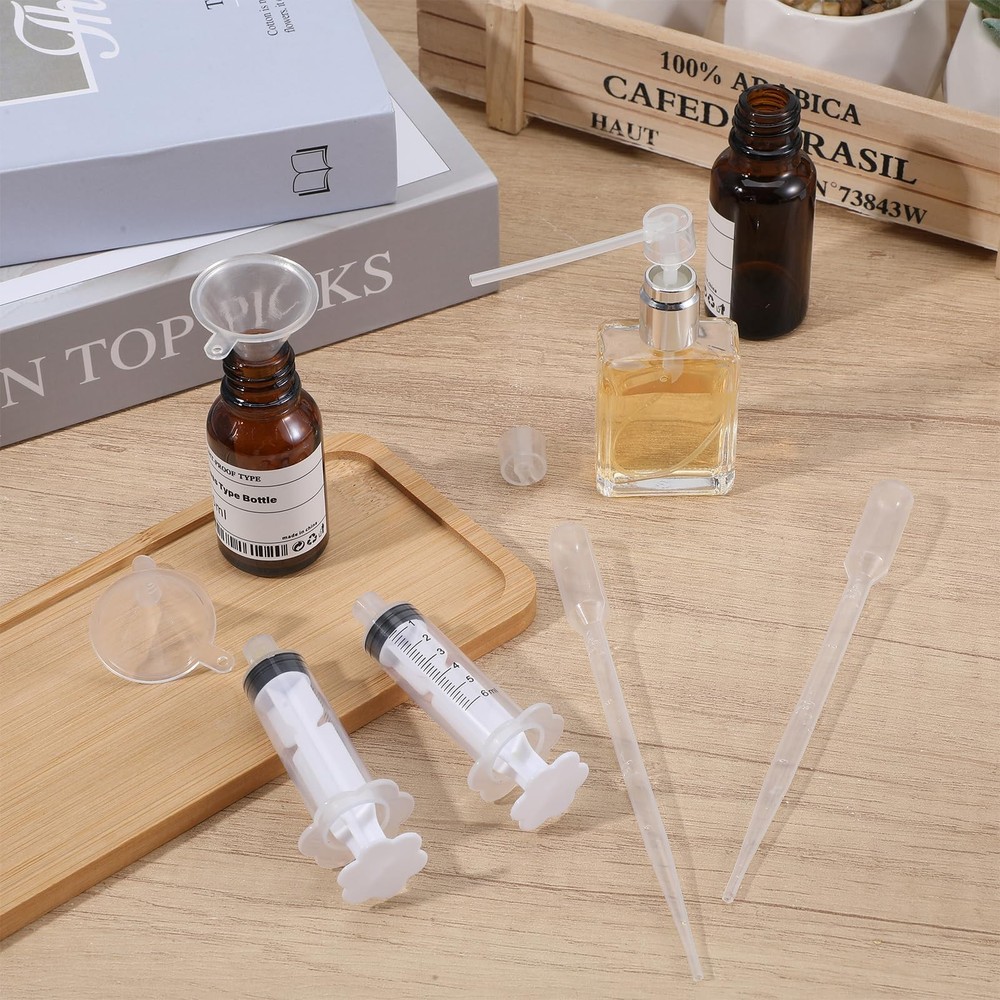 8Pcs Perfume Extractor Kit, Syringe and Needle with Funnel, Clear