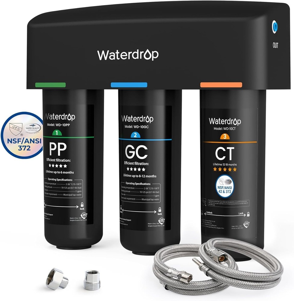 Waterdrop TSA 8 Layer Under Sink Water Filter System, Reduces PFAS, PFOA/PFOS