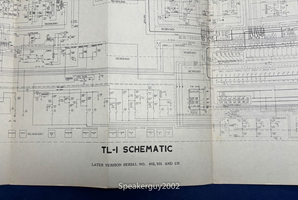 Original Thomas Organ TL-1 Later Version Service Schematic - Manual -- #2