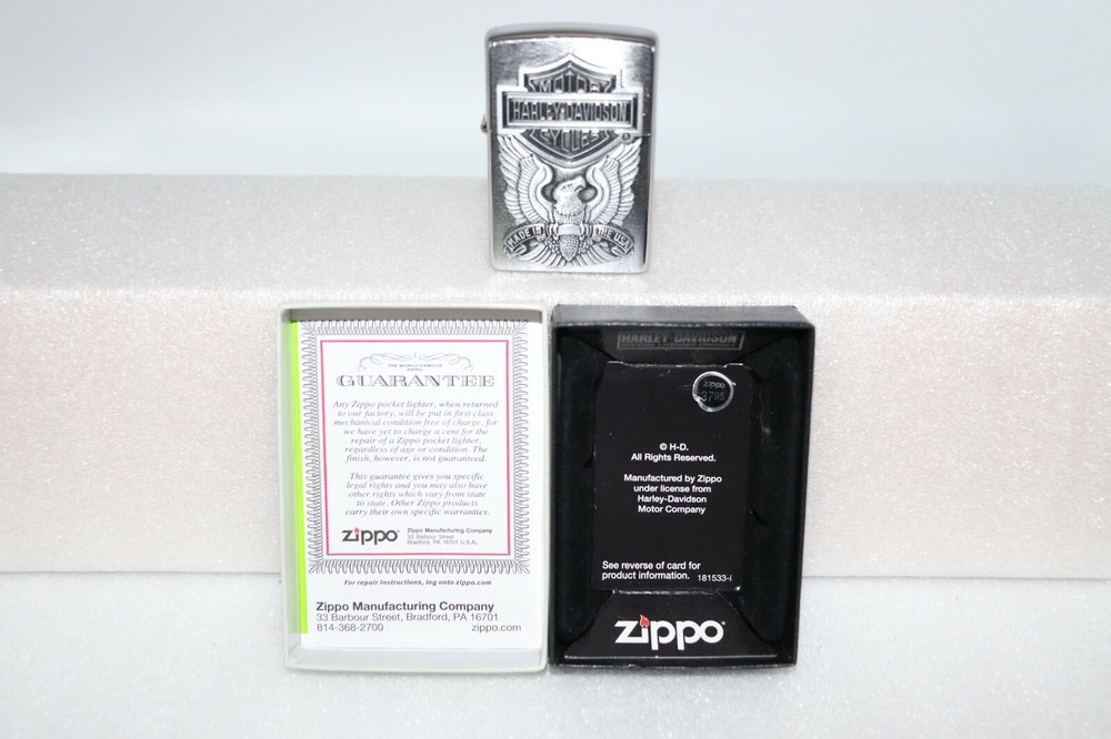 2012 Zippo Harley Davidson Split Emblem Lighter Factory Refurbished with Box