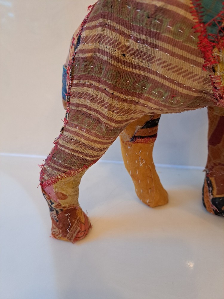 Antique Vintage Indian Patchwork Embroidered Stuffed Elephant Boho