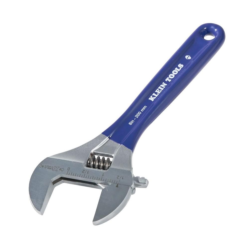 KLEIN TOOLS D509-8 Adjustable Wrench, Extra-Wide Jaw, 8-Inch