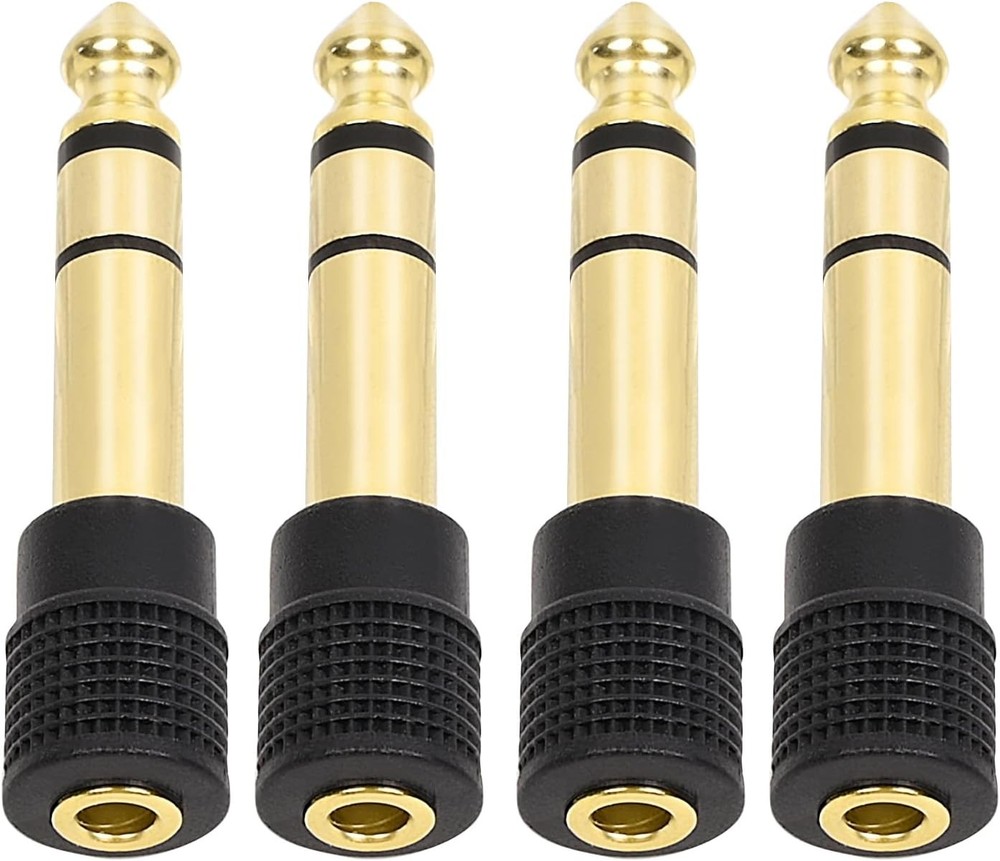 Headphone jack adapters from small to large size.