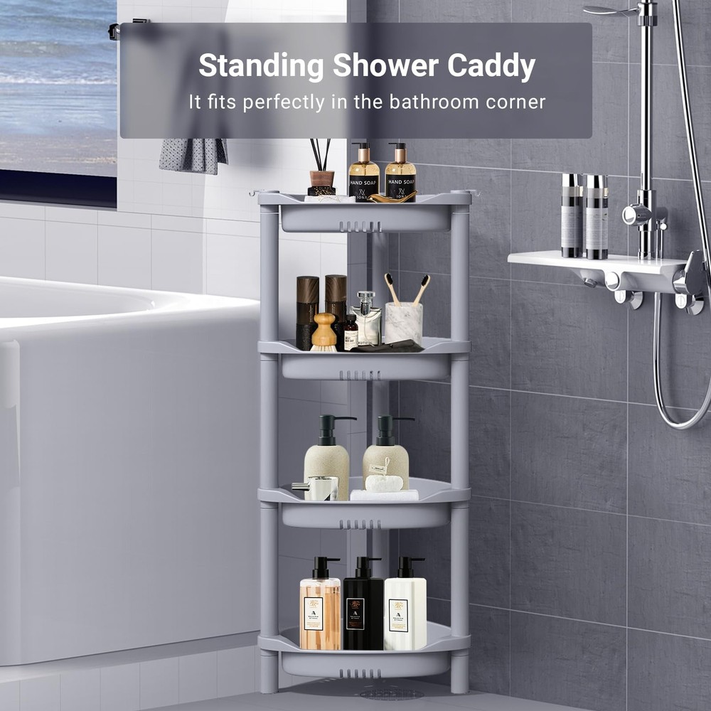 ELYKEN 4-Tier Corner Shower Caddy Organizer Shelf - Rustproof, Adjustable