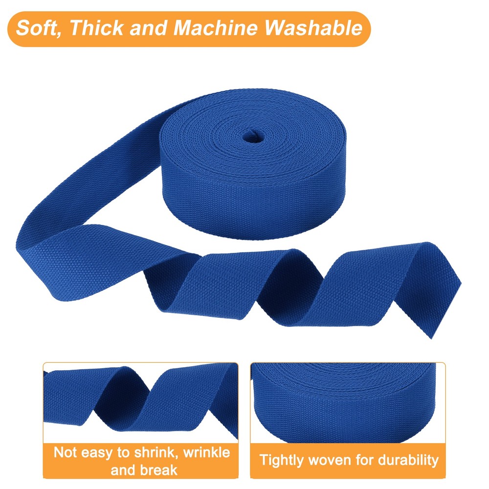 Cotton Webbing 2 Inch 11 Yard Polyester Cotton Webbing Strap, Blue