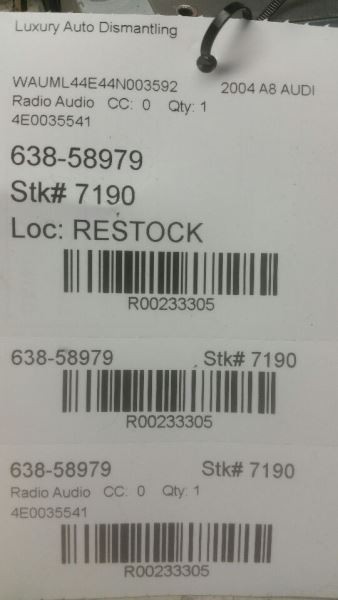 2003 - 2004 Audi A8 - Radio Receiver Module - 4E0035541