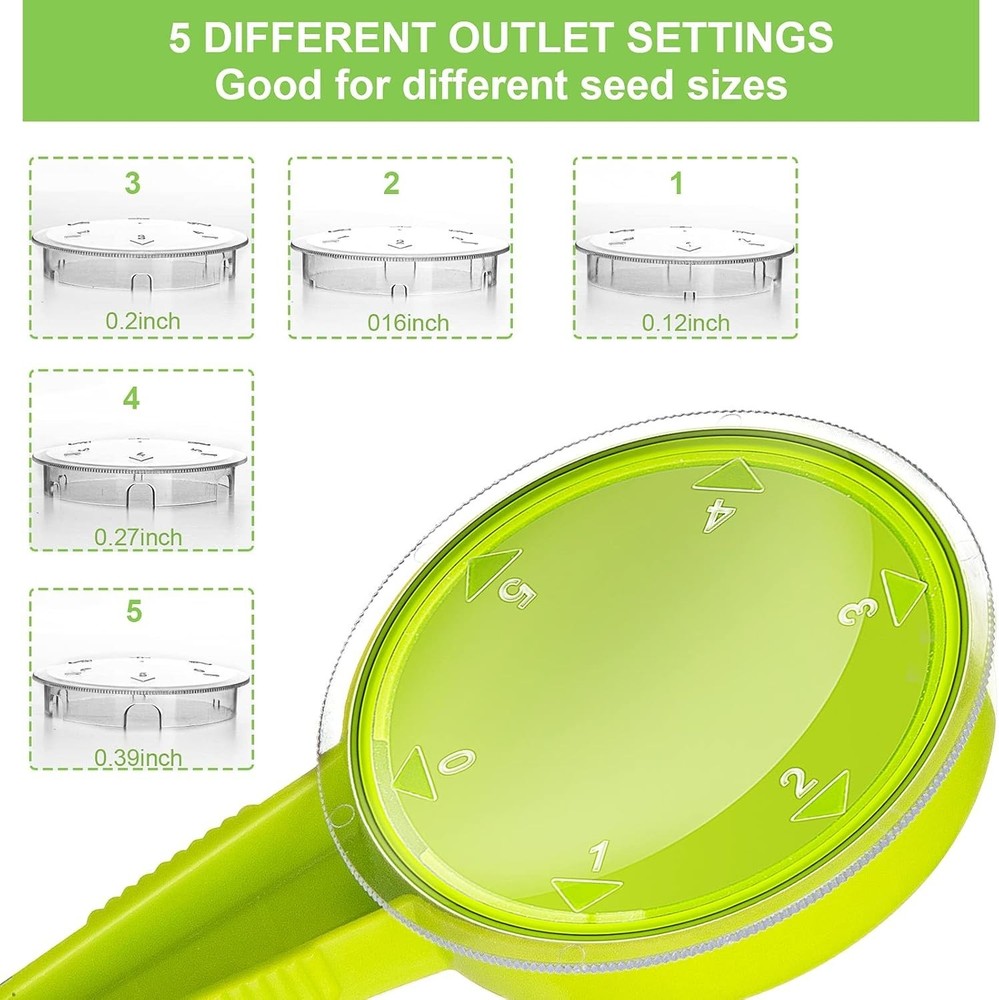 6-Pack Handheld Seed Dispenser with 5 Dial Settings - Perfect for Small Seeds