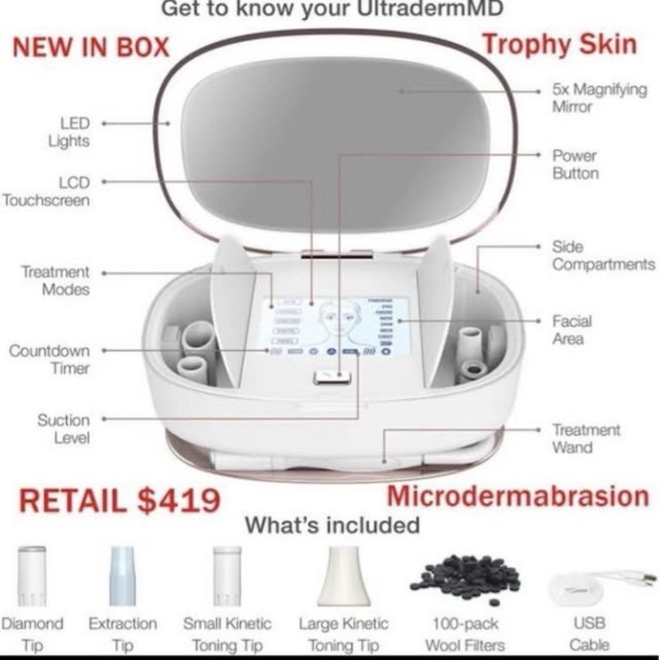 Trophy Skin UltradermMD Multi-Function Machine LED LCD Mirror Timer USB White