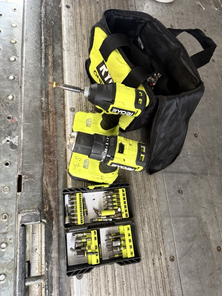 Ryobi Tool Combo Kit 2 Tools Cordless Drill Impact Driver Bag Bits