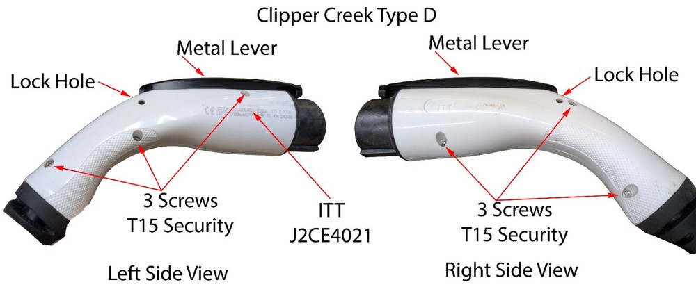 Clipper Creek Type E J1772 Connector Lever latch 3D printed Enphase