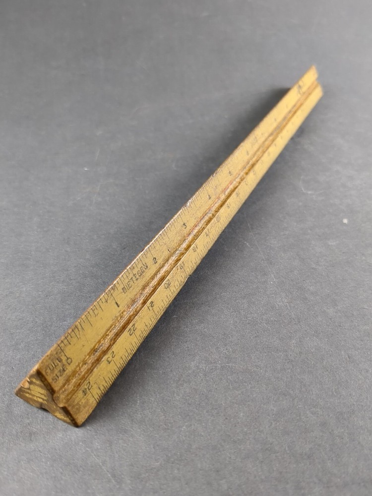Dietzgen Wooden 3-Sided Triangular Scale Drafting Ruler USA VTG