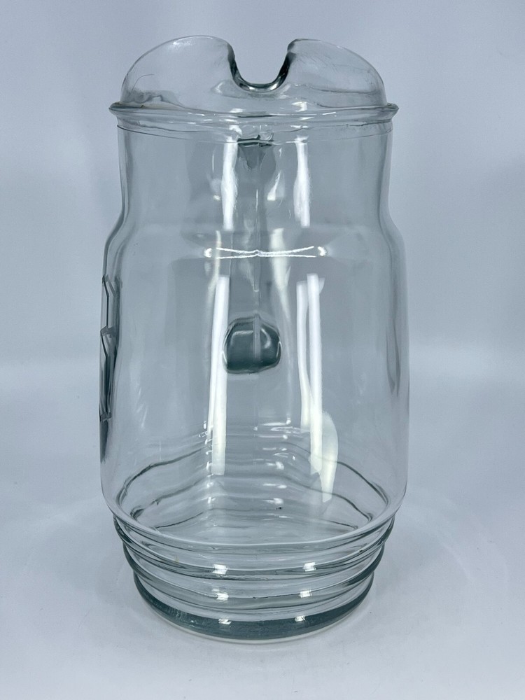 Vintage Anchor Hocking Monogrammed “B” Iced Tea Pitcher Ribbed Pattern Ice Guard