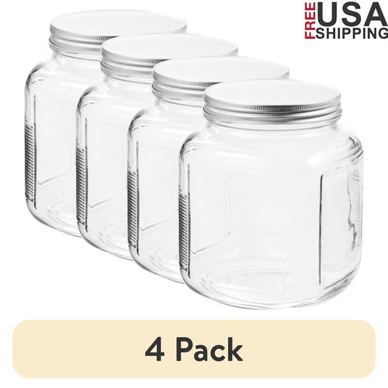 Glass Cracker Jar 2 Quart Food Storage Jar W/ Lid Stackable Durable Clear New