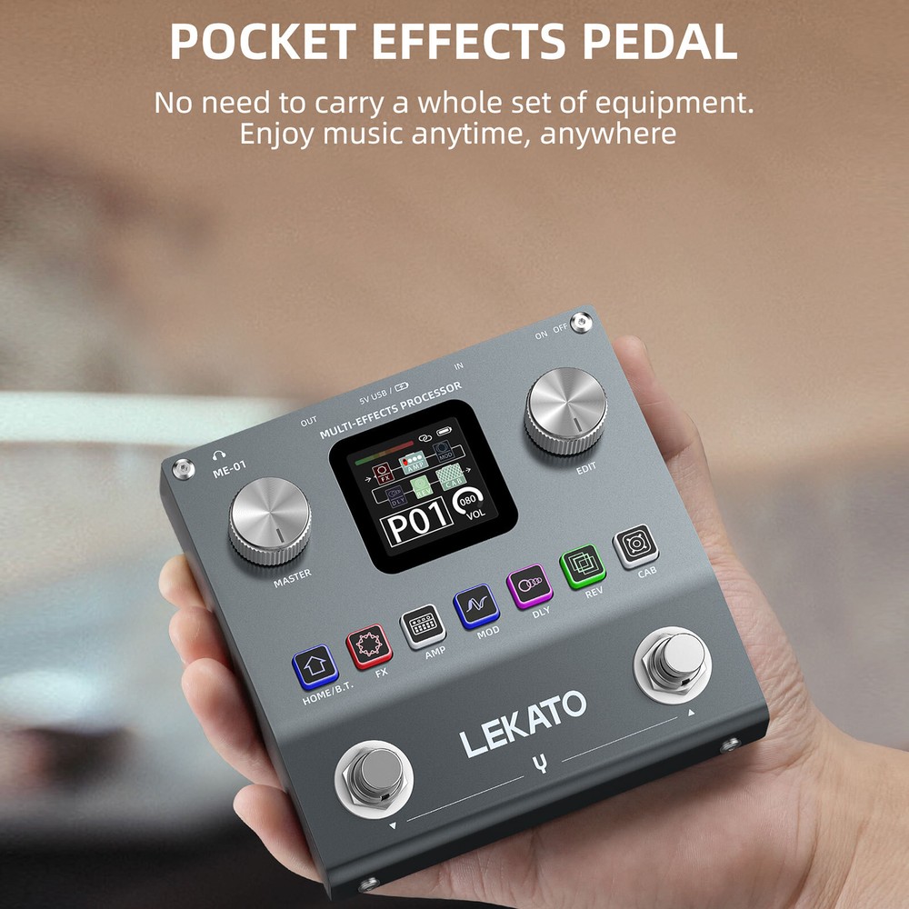 LEKATO Multi Effects Guitar Pedal Guitar Effects Processor w/ 6 Effects Modules