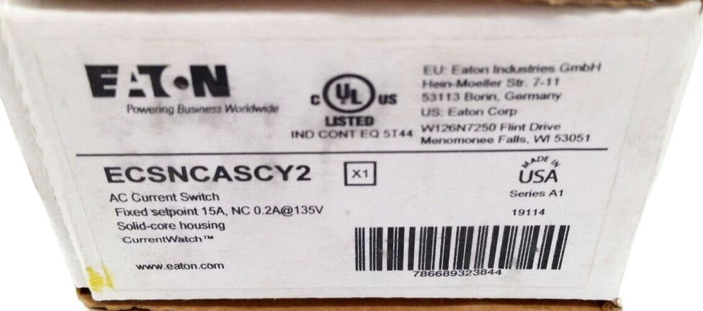 Eaton ECSNCASCY2 AC Current Switch