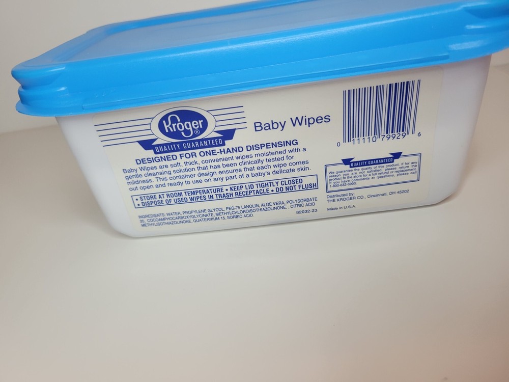 Baby Wipes Container Kroger Vintage EMPTY Blue and white