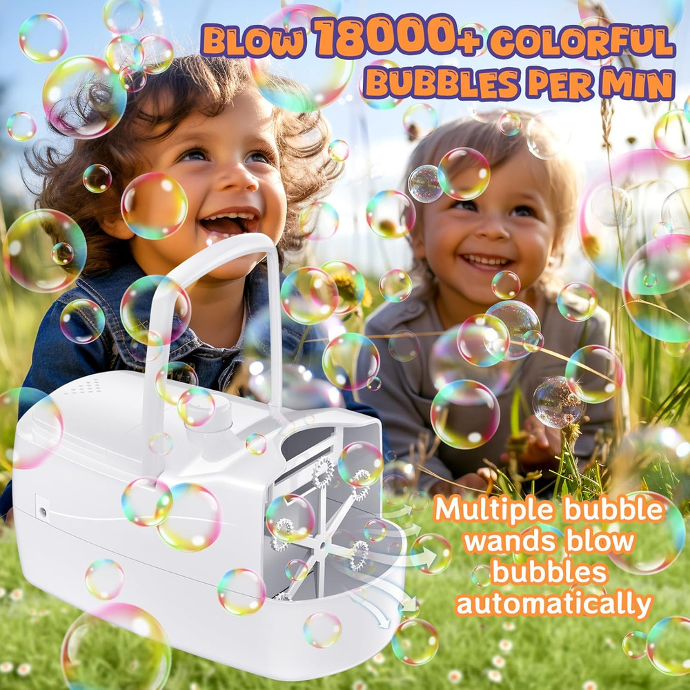 Bubble Machine, Automatic 18000+ per Minute Big Bubbles Blower Maker for Kids To