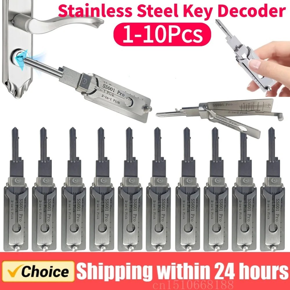 1-10PCS Stainless Steel Key Decoder SS001 Precision Hook Hand Tool O-ring Pickup