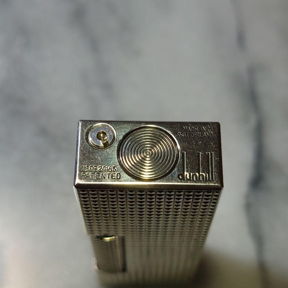 Vintage Dunhill Rolla Gas Lighter Silver Hobnail Working Condition