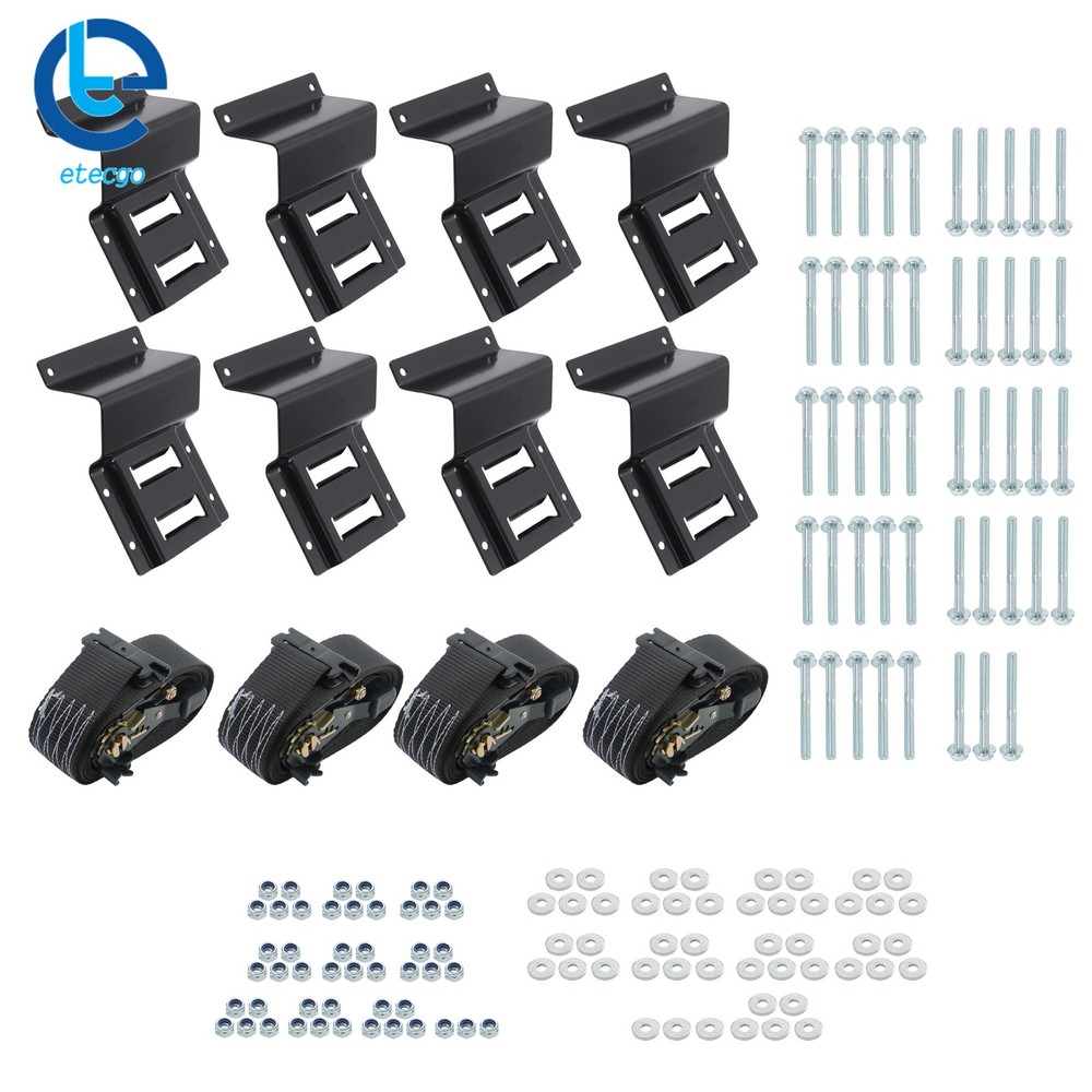 Black Wheel Chock and Ratchet Strap Bundle 2 Sets 9ft With Storage Bag For Van