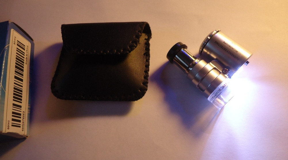 1- 60x microscope blue light white light  with cases pocket size #lot.