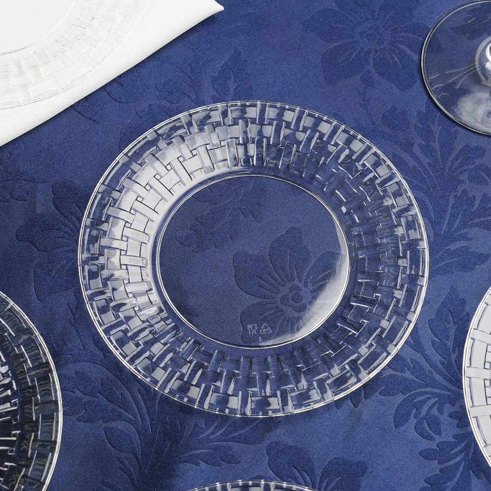 7" CLEAR DESSERT PLASTIC PLATES Round Basketweave Party Wedding TABLEWARE