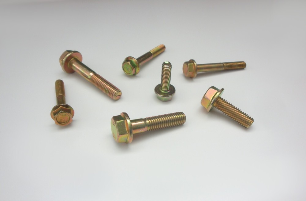 1X Flange Bolt - Yellow Galvanized - DIN 6921 - Socket Head Bolt - Various Sizes