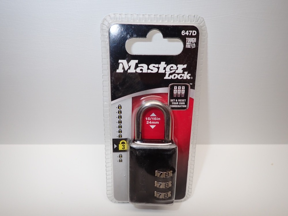 Master Lock Combination Luggage Padlock Resettable Combination 647D