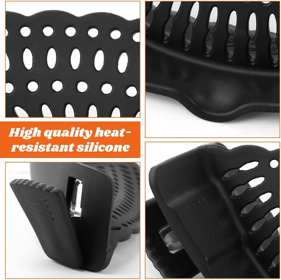 Clip on Strainer with Scraper,Silicone Strainer for Pots and Pans Adjustable ...