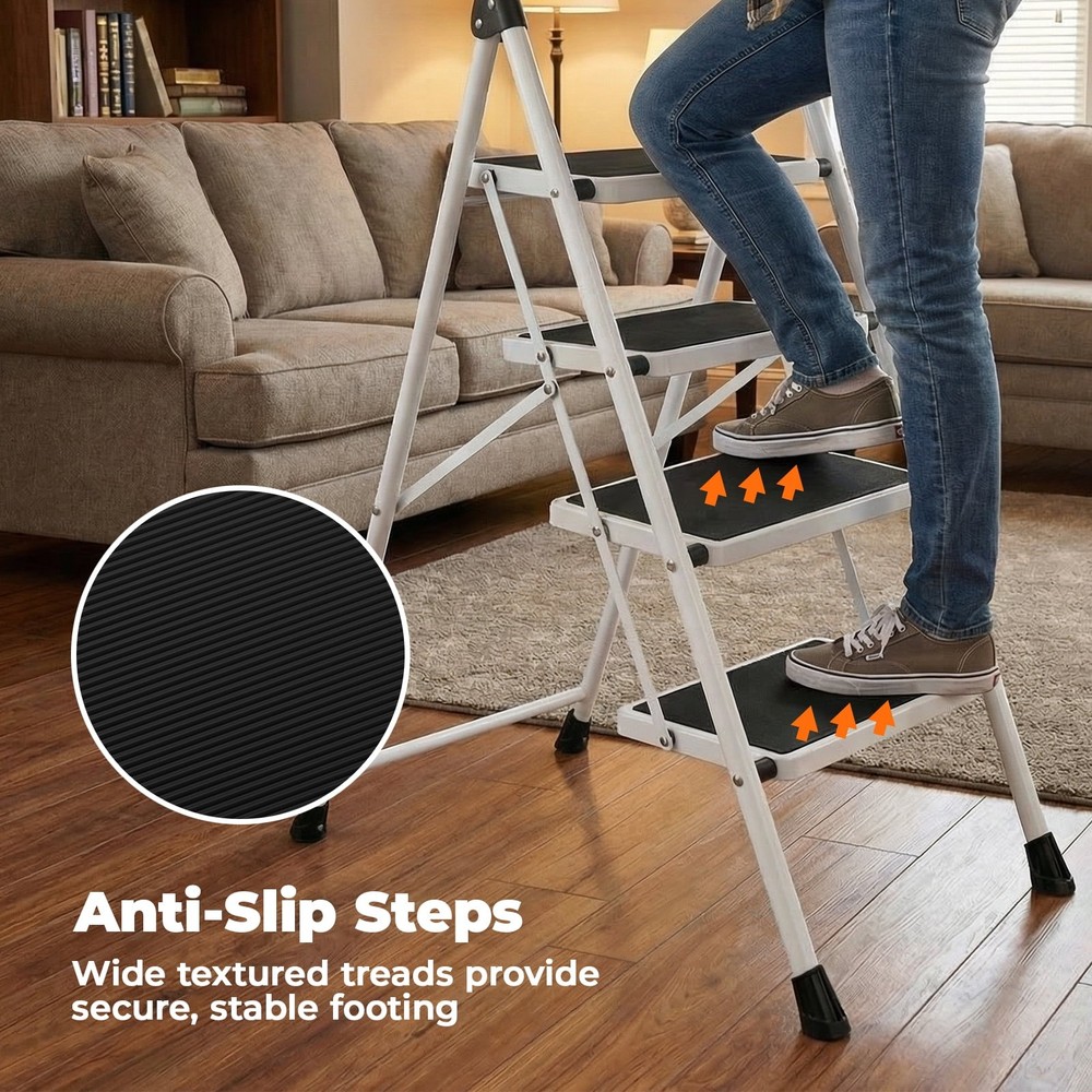 Step Ladder,Ultra-Thin Folding Step Stools 330 lbs Capacity, 2-Inch Thin