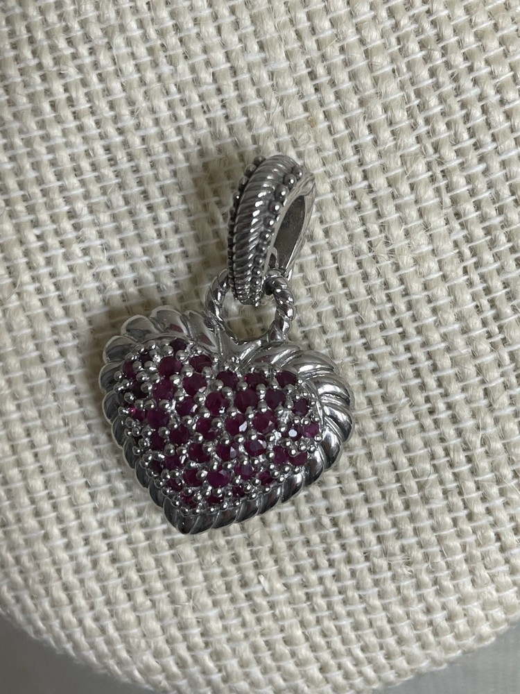 JUDITH RIPKA ruby heart sterling silver pendant enhancer