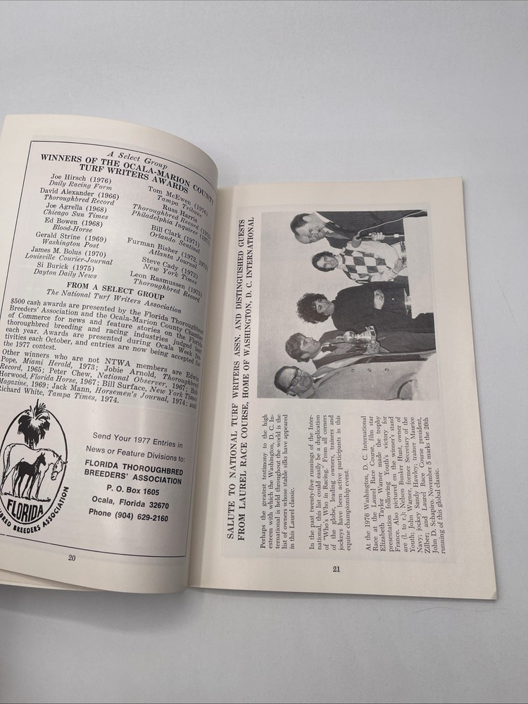 1977 National Turf Writers Association 18th Annual Dinner Program