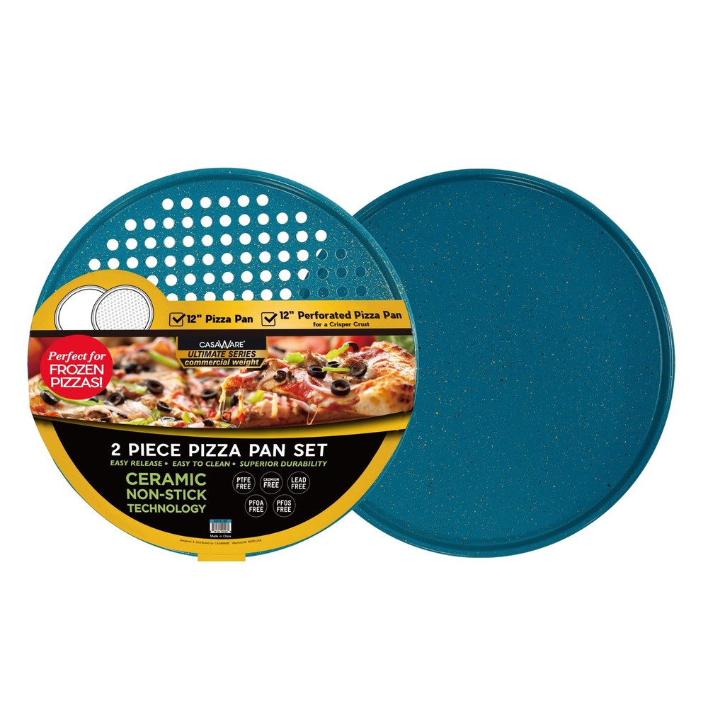 2pc 12-inch Ultimate Pizza Pan Set, Nonstick, Ceramic Coated, (1) Solid, (1) ...