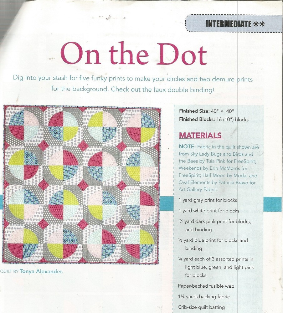 A0110 ON THE DOT QUILT PATTERN/INSTRUCTIONS