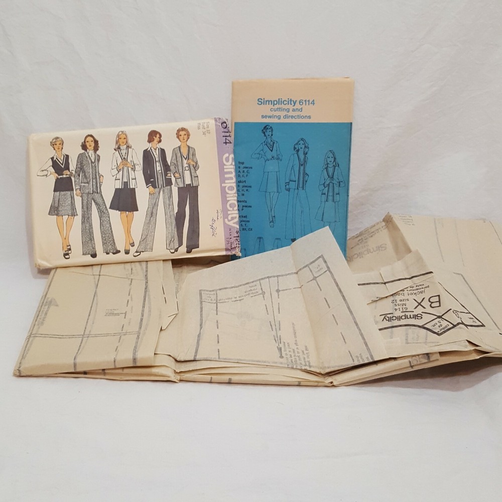 Jacket Top Skirt Pants Pattern Size 12 Miss Simplicity 6114 Uncut