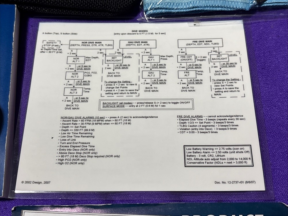 Oceanic Datamask Wireless Comp Mask Power Cord, Operating Manual, Demo Disk +++