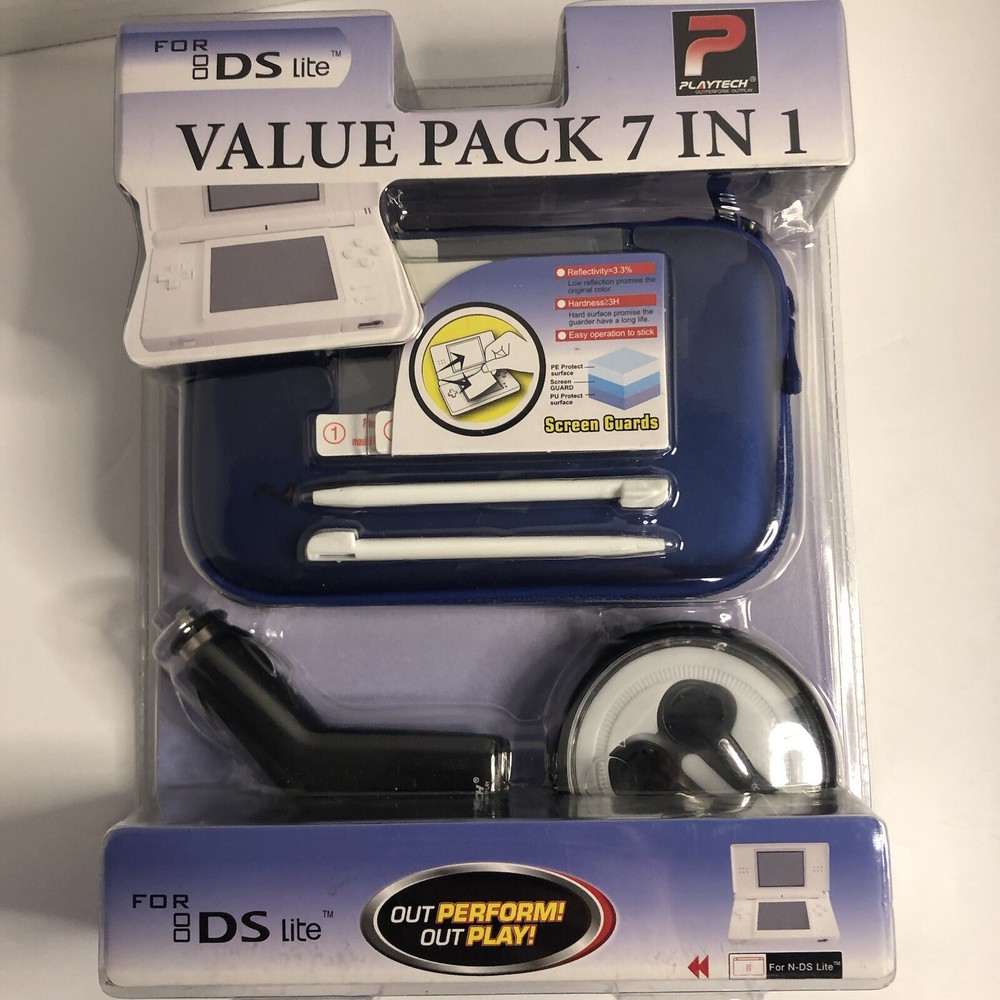 Playtech Value Pack 7 in 1 for Nintendo DS Lite - Blue Case