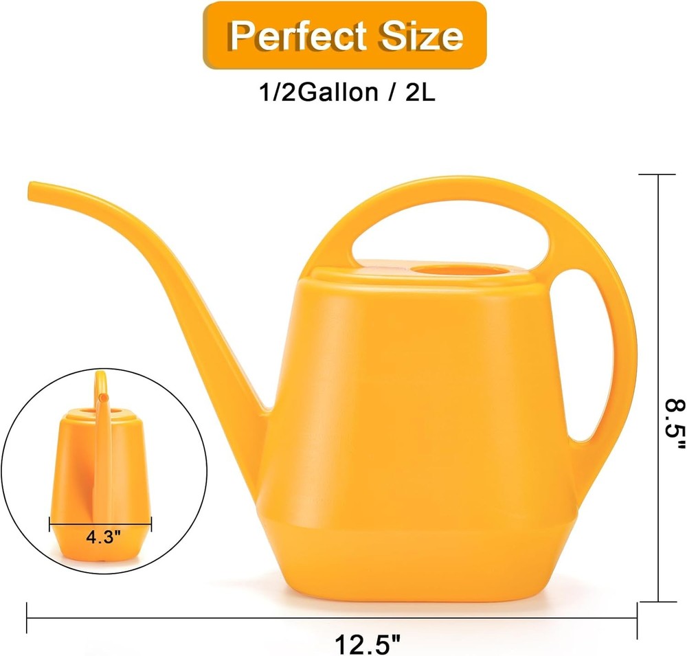 Fasmov Watering Can, 1/2 Gallon Plastic Cans with Comfortable...