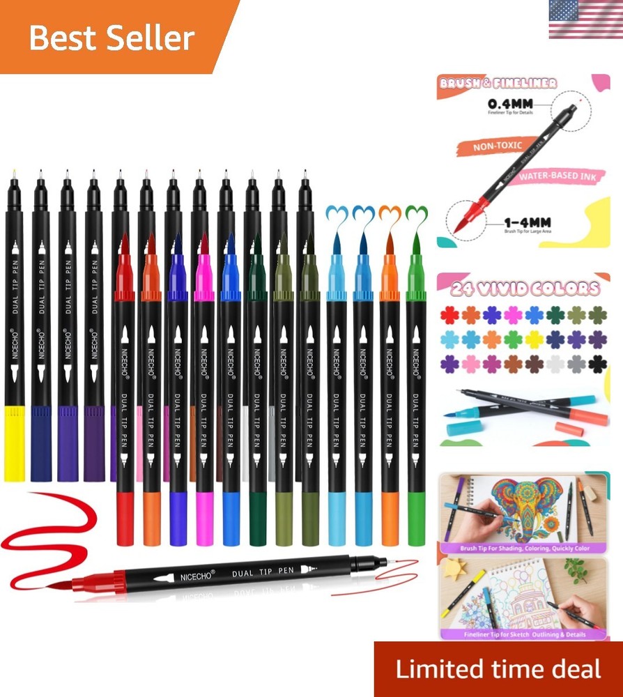Artistic Journey: 24 Color Dual Tip Markers for Journaling & Creative Projects