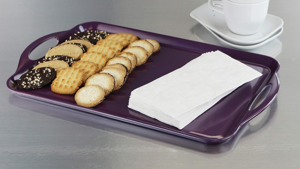 Reston Lloyd Calypso Basics Melamine Serving Ottoman Tray Handles Rectangular